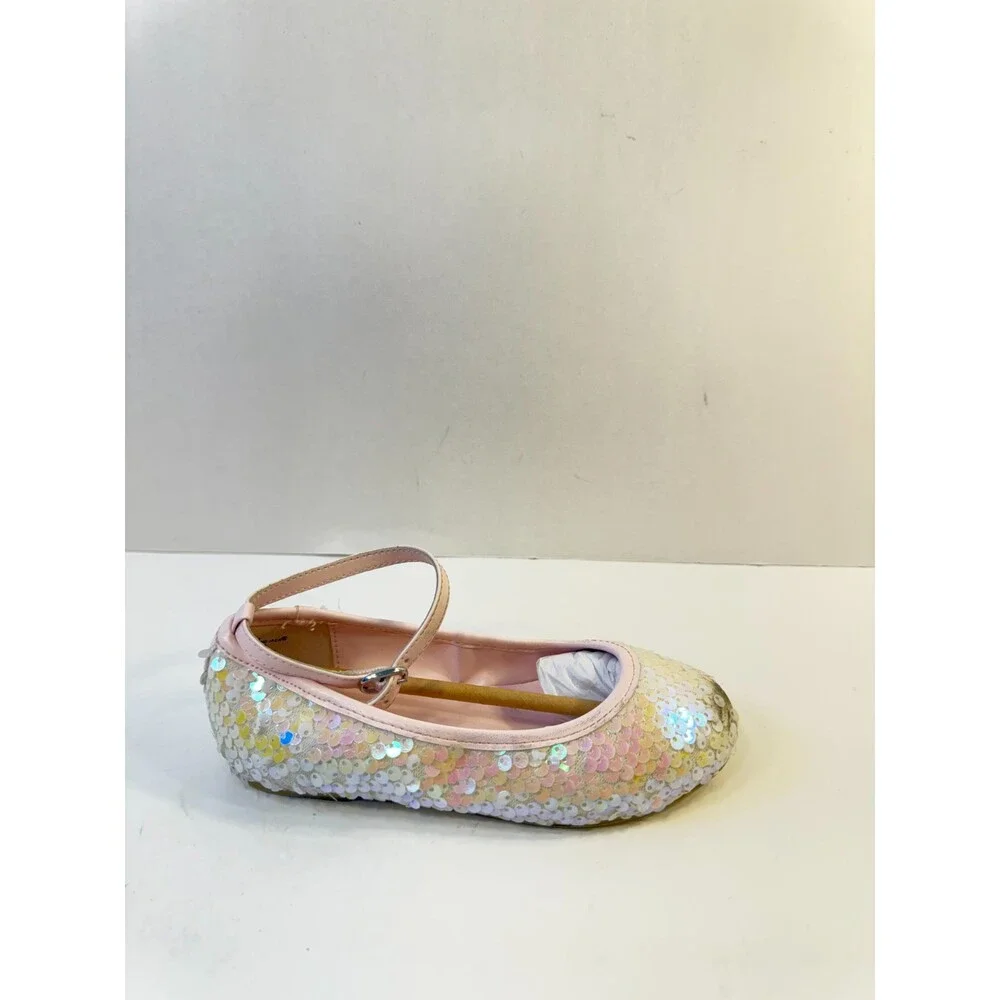 Janie and Jack, Girls Sequin Flats (Toddler/Little Kid/Big Kid), Pink, 12,